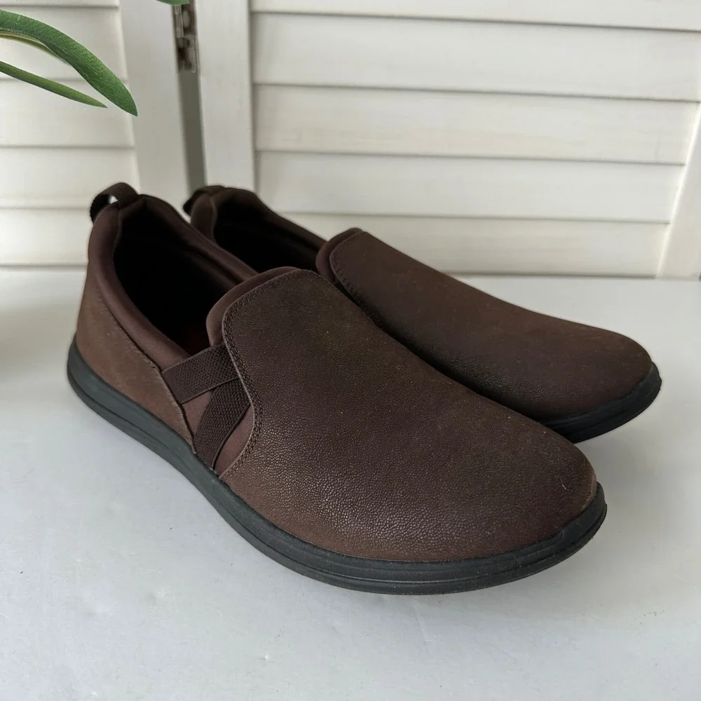 Clarks Cloudsteppers Breeze Bali Womens 9W Brown Slip On Loafers Comfort Shoe